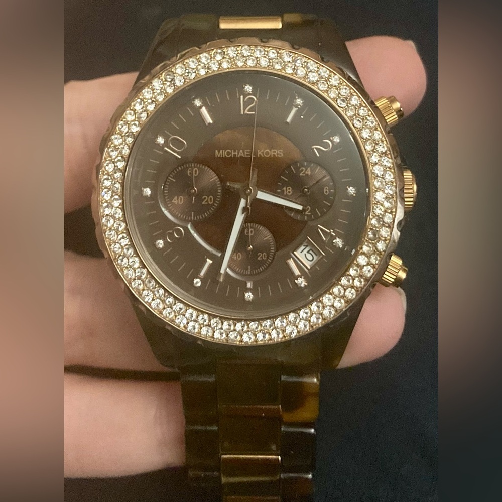 Michael Kors brown gold Tortoise Shell Watch